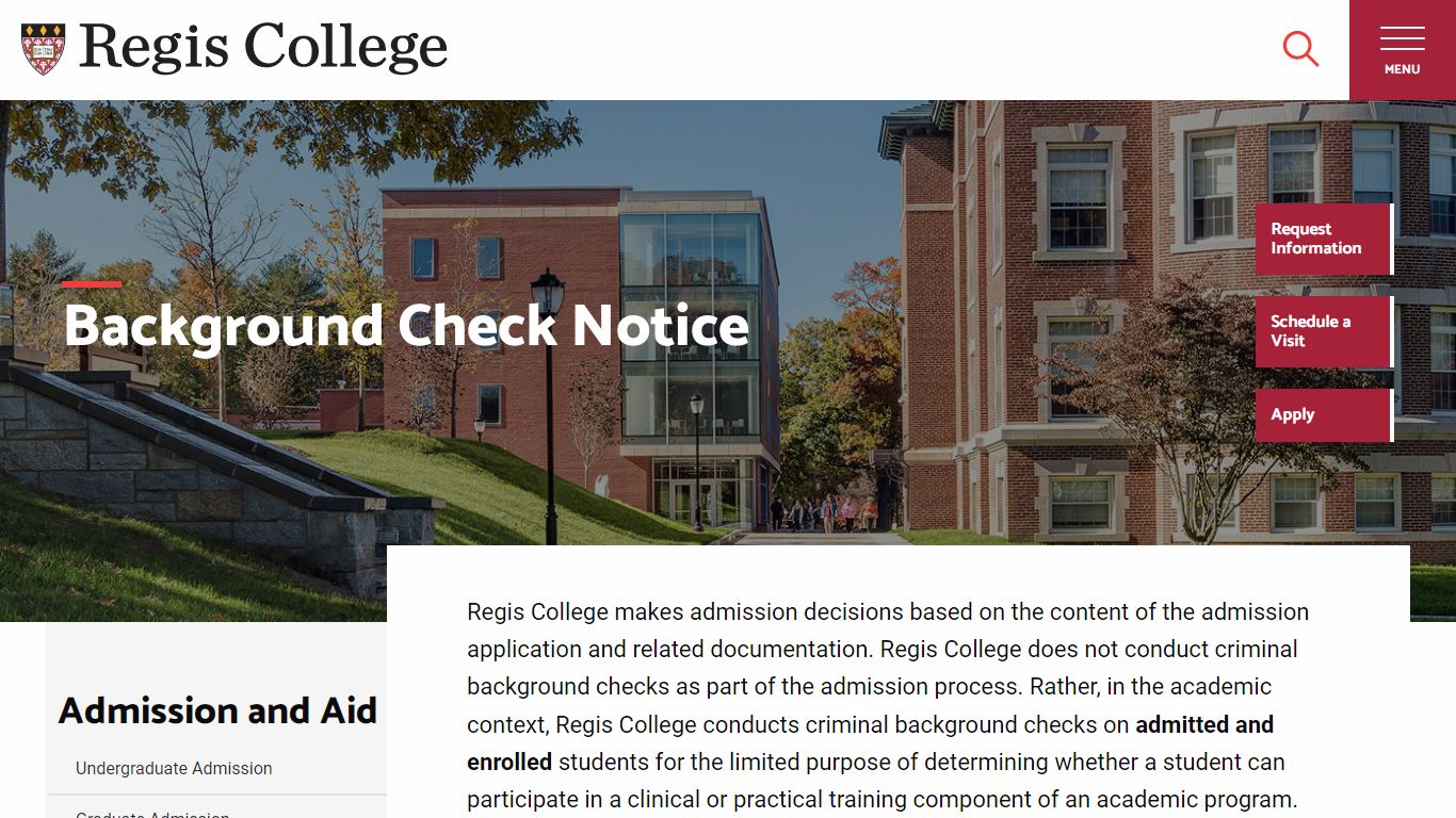 Background Check Notice | Regis College